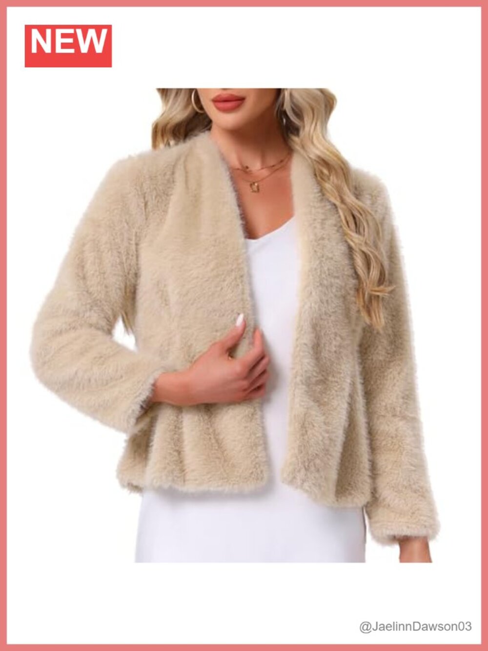 Women's Faux Fur Coat Collarless Open Front Evening Fluffy Jacket